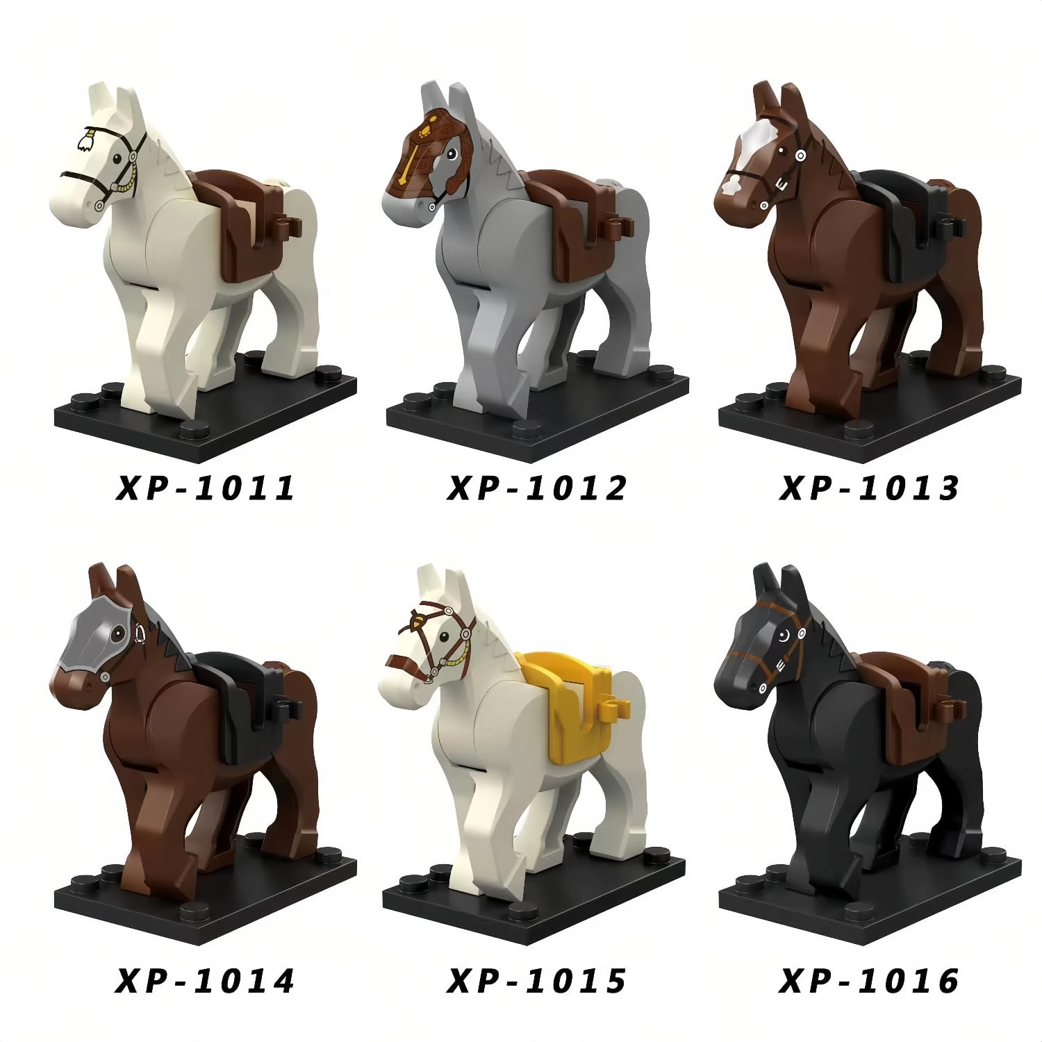 TRavesty Military Medieval War Horse Building Block Set, 10 PCS Custom War Horse Kit for Minifigures, Military Battle Scenes Minifigures Horse Set