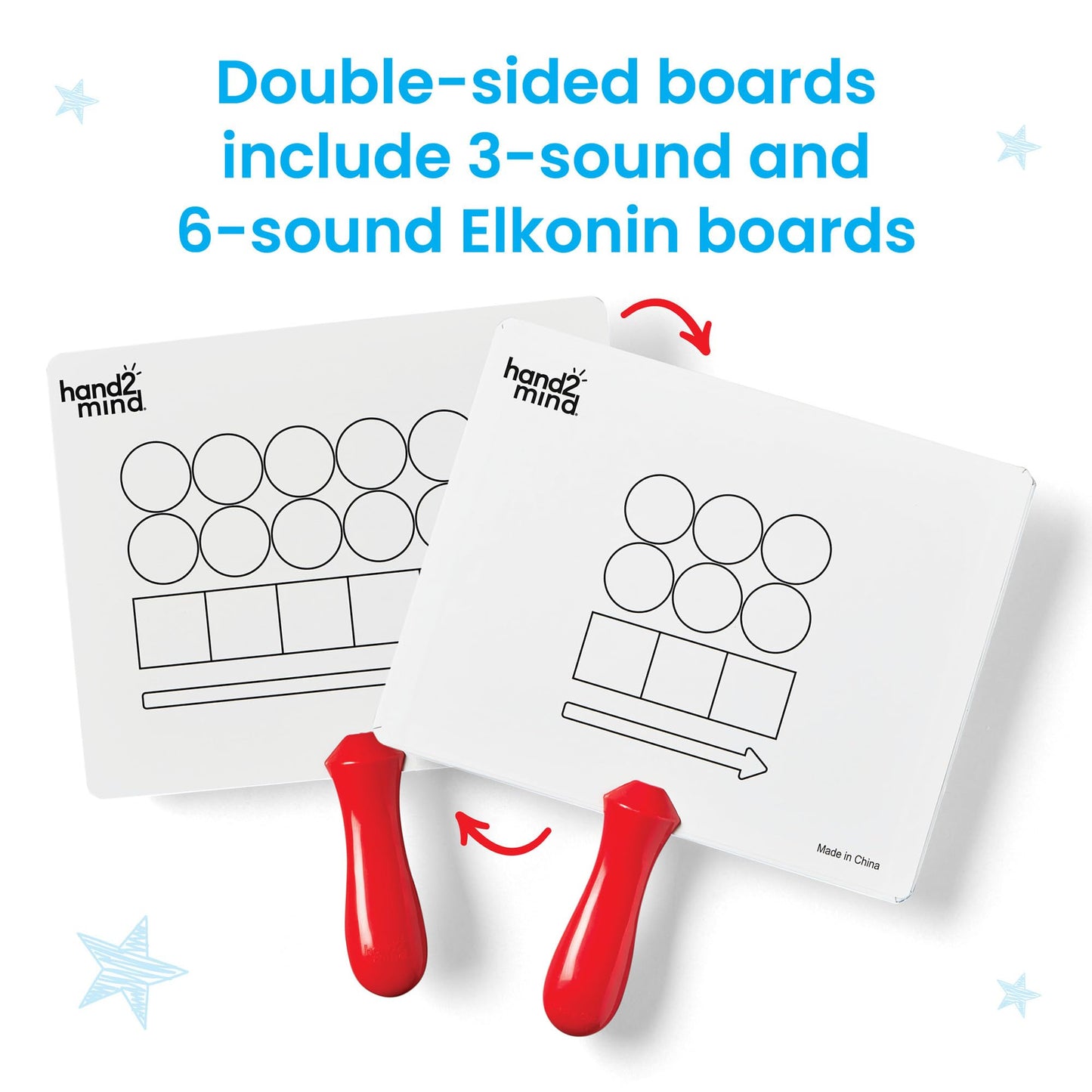 hand2mind Elkonin Box Magnetic Answer Board, Word Mapping Paddles, Elkonin Boxes Dry Erase Blending Board, Phonemic Awareness, Phonics Manipulatives
