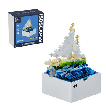 PLUS PLUS Isoscapes, Maritime Sailboat - Mini Hashtag Blocks, 3D Puzzle Stem Toys, Architecture & Engineer Gifts for Kids & Adults
