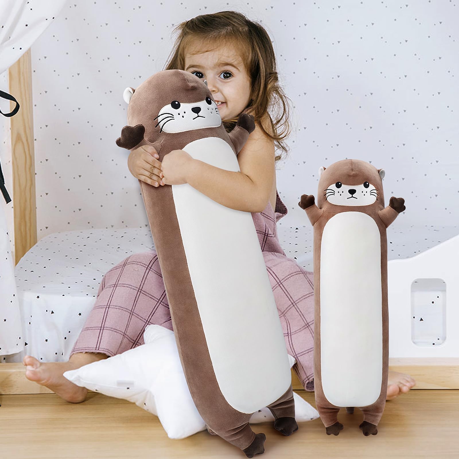 Sprinqdawin Large Otter Stuffed Animal,33.5” Long Otter Plush,Cute Plushies Animal Body Pillow,Kawaii Big Plush Toys Animals Gifts,Animals Sleeping