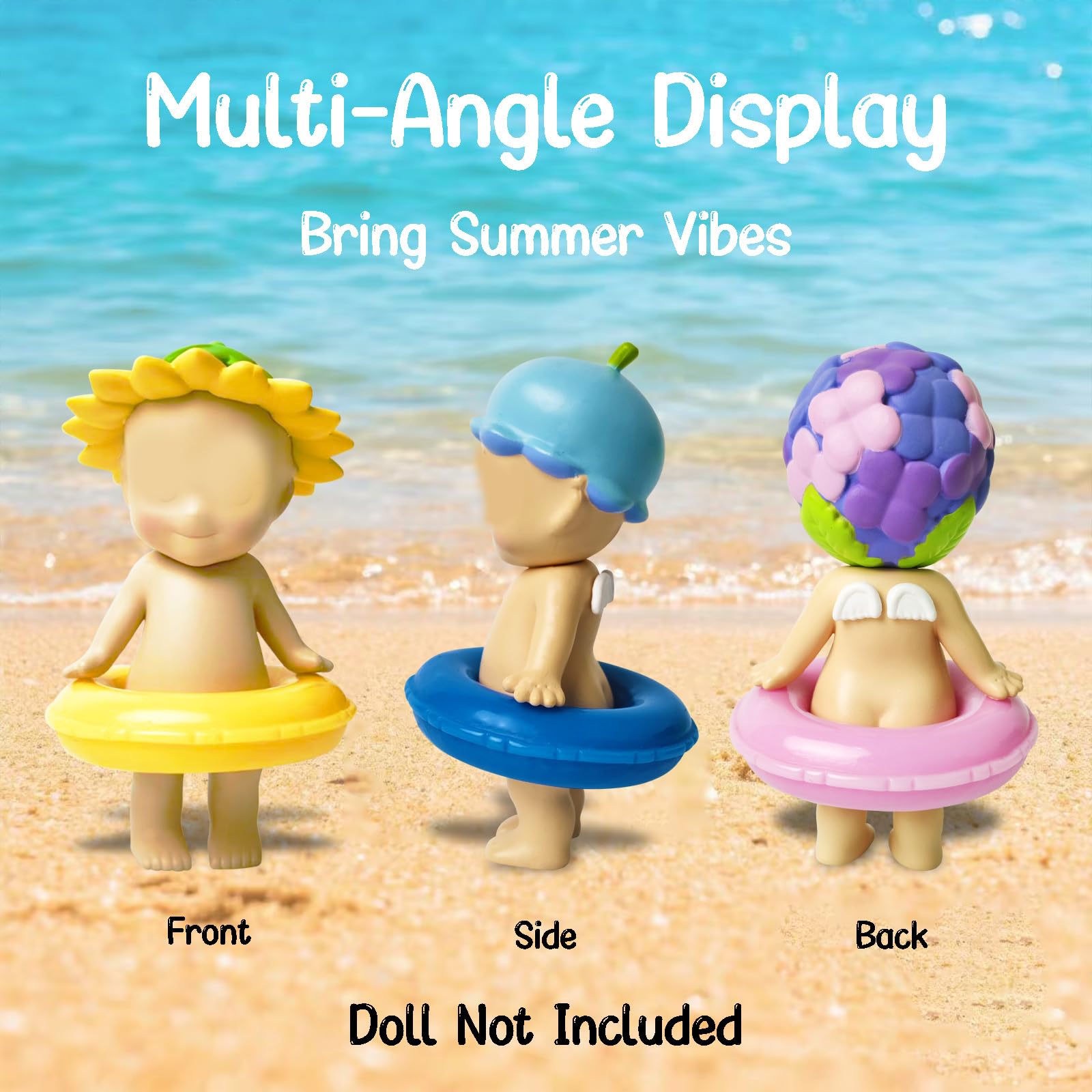 Kaitiaki 5PCS Mini Floaties for Sonny Angel, Cute Resin Swim Rings Accessories Fits 3 Inch Dolls, Decorative Display Props Clothes for Collectors