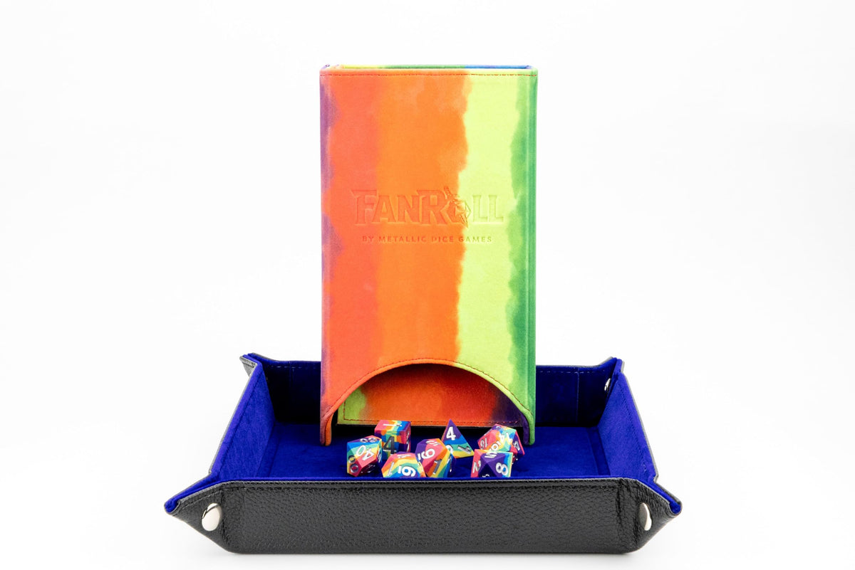 FanRoll Fold Up Dice Tower: Watercolor Rainbow, Role Playing Game Dice Accessories for Dungeons and Dragons