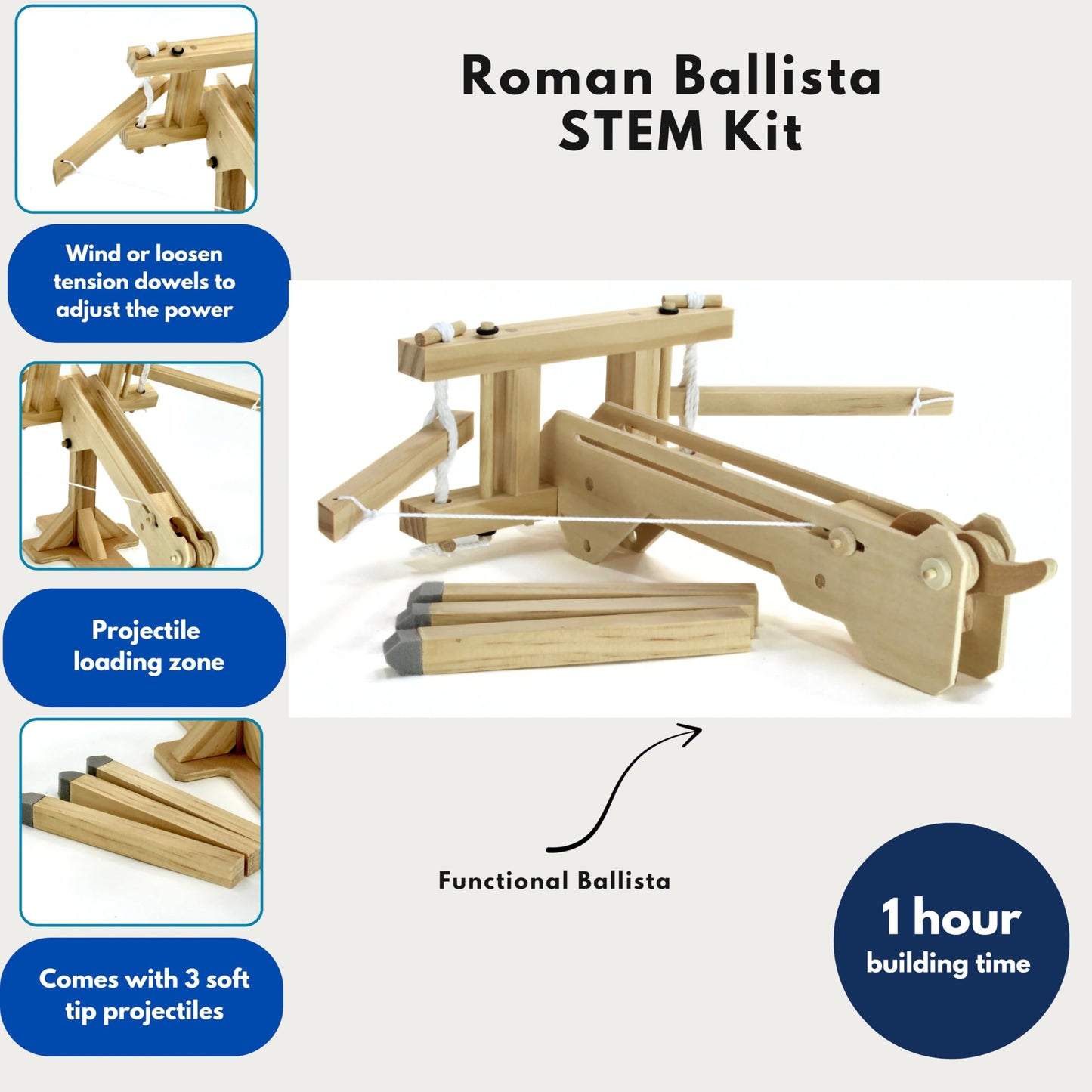 Pathfinders STEM Kit - Roman Ballista Crossbow | Science Kits for Kids Age 8-10 10-14 | stem Kits for Kids Age 12-14 Physics Toys |Engineering |