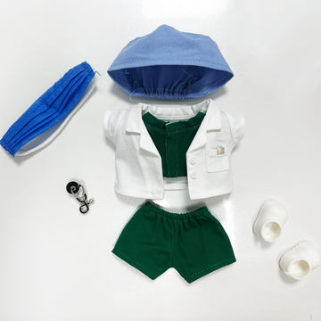 Mini Clothes Doctor Outfit for 17cm LABB Dolls(No Doll) - Doctor Outfit Set with White Coat, Green Scrubs, Cap, Mask & Shoes