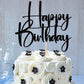 Happy Birthday Cake Topper,black Glitter Cake Pick Bunting Decor for Anniversary Birthday Party Cake Decorations Supplies