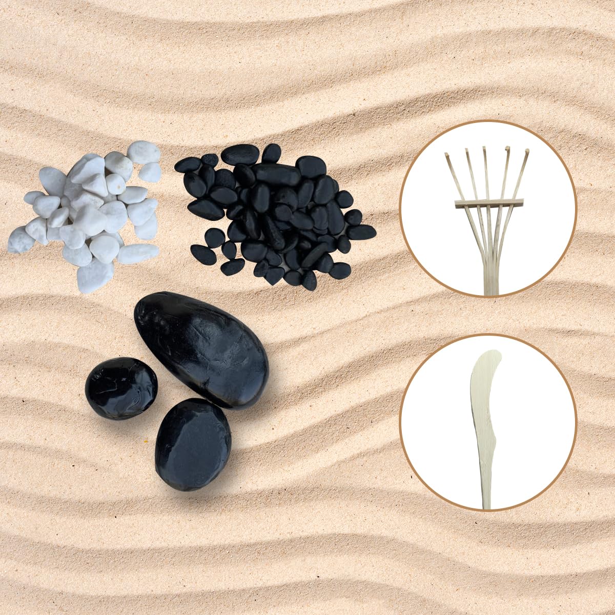 IMAMSE Zen Garden Kit,Japanese Decor Mini Rock Garden Meditation Gifts Set,Home Office Desk Accessories, Zen Sand Garden,Aqua Blue Sand