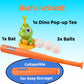 Dinoland Pop-Up T-Ball Set, Green Dinosaur Tee with Bat and 3 Balls, Indoor Outdoor Baseball Training Toy for Kids Ages 3-8