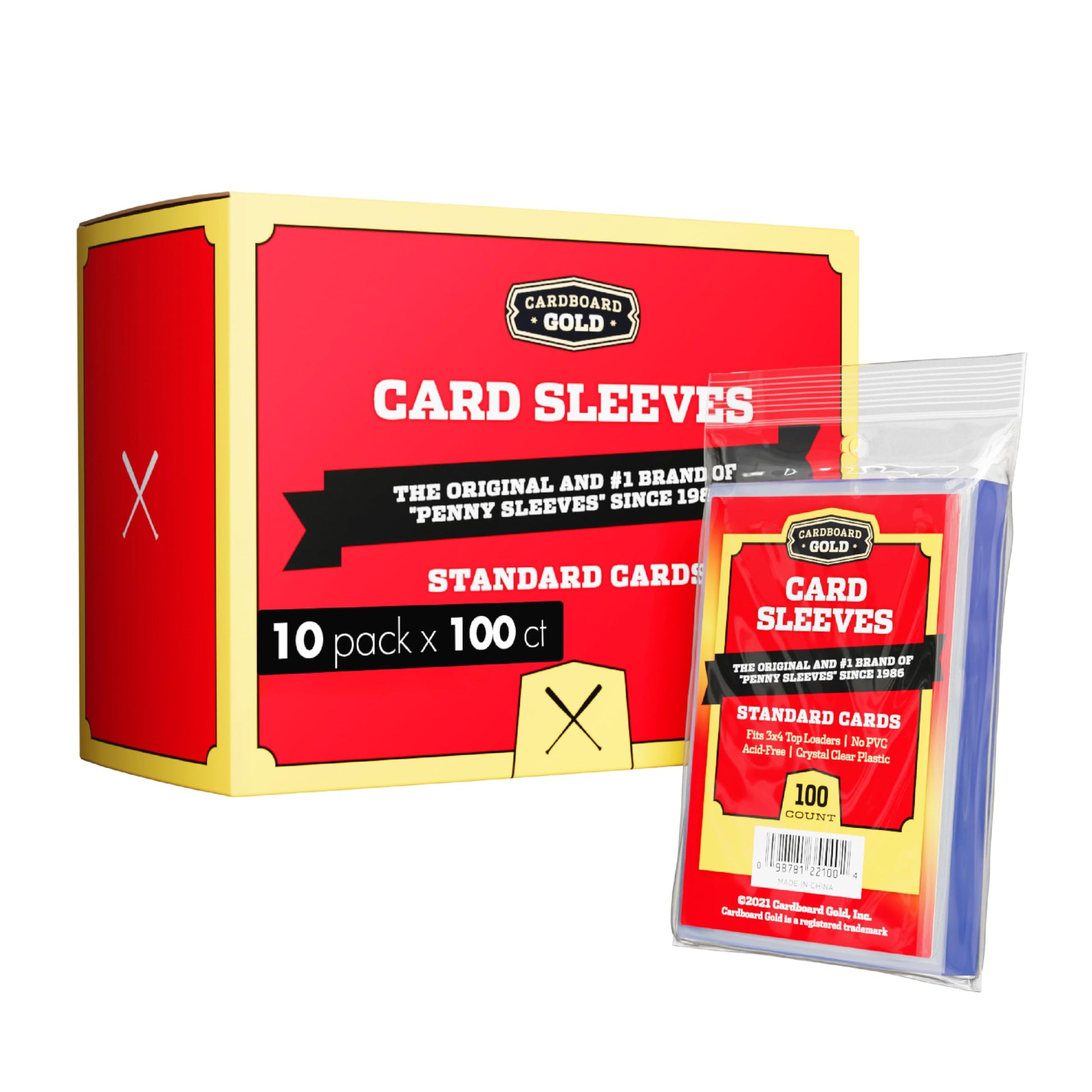 Cardboard Gold Penny Sleeves for Trading Cards - 1000 Count Card Protector Sleeves with Durable, Crystal-Clear Plastic for Baseball, Sports