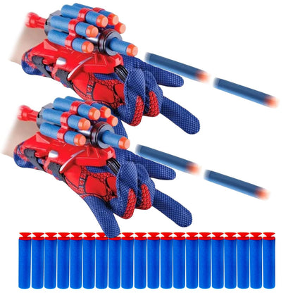 keumi 2 Sets Spider Web Shooters for Kids Halloween Party Favors Cosplay Launcher Gloves with Wrist Toy Set Hero Webs Shooter for Kids