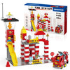 XENQITOYS Fire Station Playset, 144Pcs Classic Big Building Blocks Compatible with All Major Brand, Fire Station Toys, Fire Trucks for Toddlers 3-5
