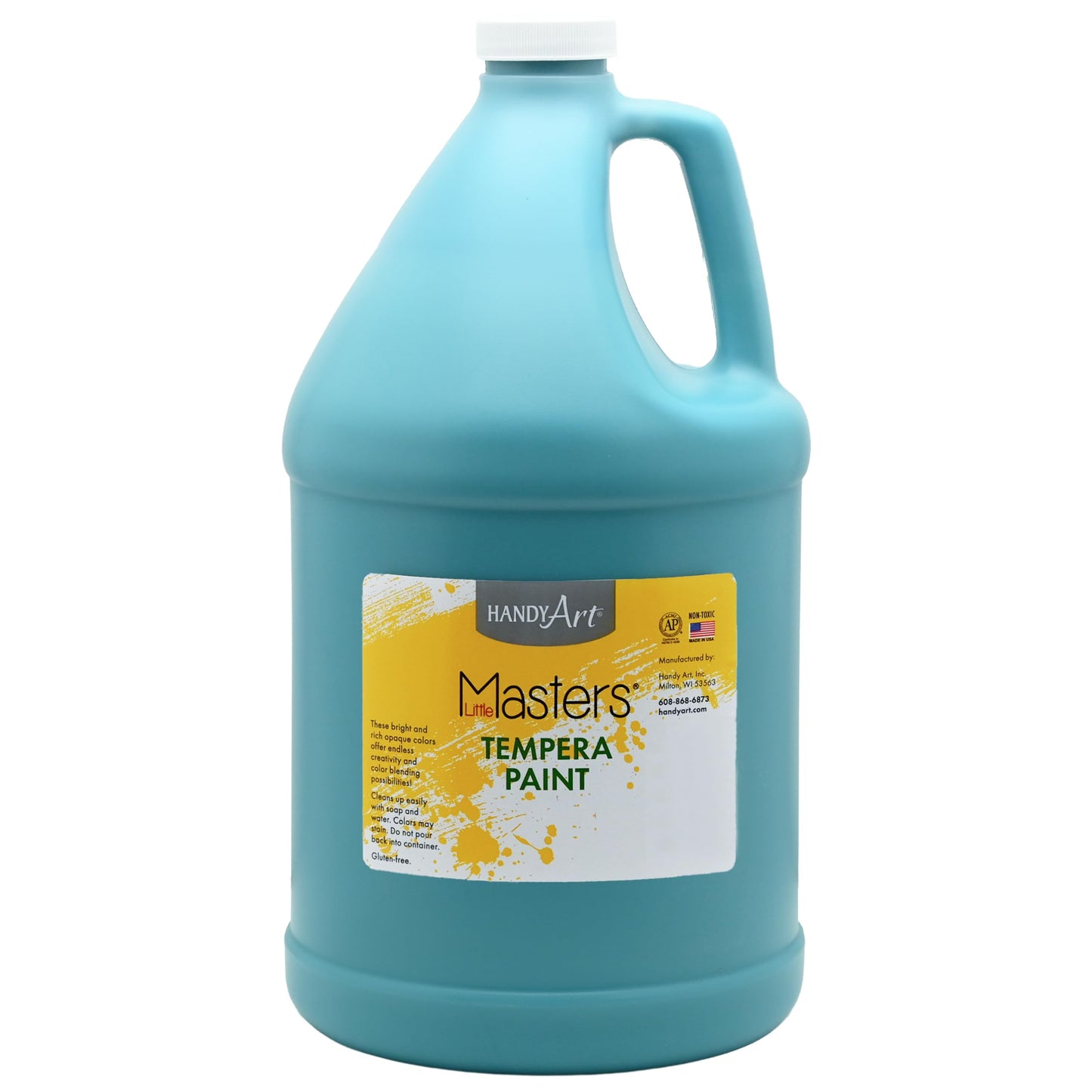 Handy Art Little Masters Tempera Paint, Turquoise, Gallon 128 oz Bottle, Bright & Mixable, High Opacity, Washable Colors for Classroom, Students