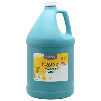 Handy Art Little Masters Tempera Paint, Turquoise, Gallon 128 oz Bottle, Bright & Mixable, High Opacity, Washable Colors for Classroom, Students