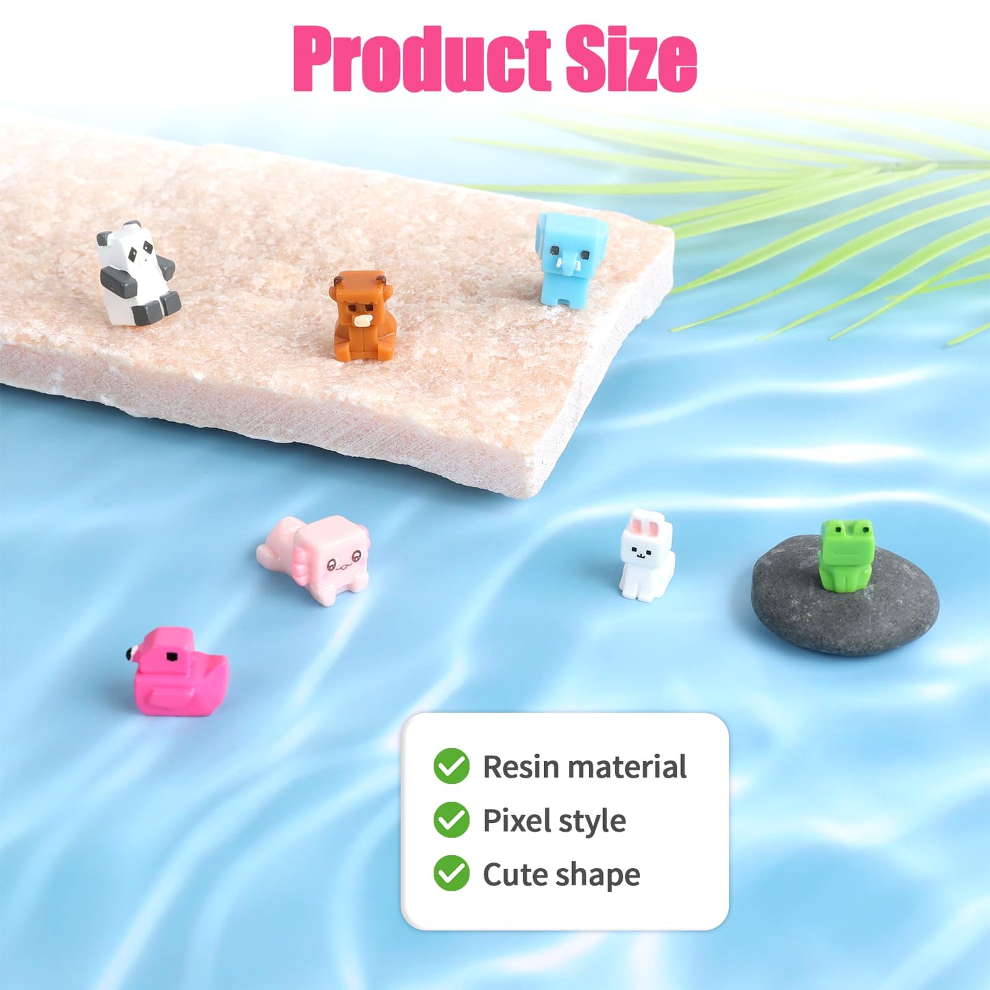 Qiuruoo 40 Mini Pixel Resin Animal, Resin Animal Figurines, Suitable for Cake Decoration, Gardens, Dollhouses, Miniature Moss Landscapes, Aquarium