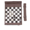 Bey Berk Roll Up Chess Set 17 x 0.5 x 12.5” (LxWxH) Portable Travel Chess Set with 32 Pieces, Grey Suede Roll Up Chess Board Mat with Zipper and Snap
