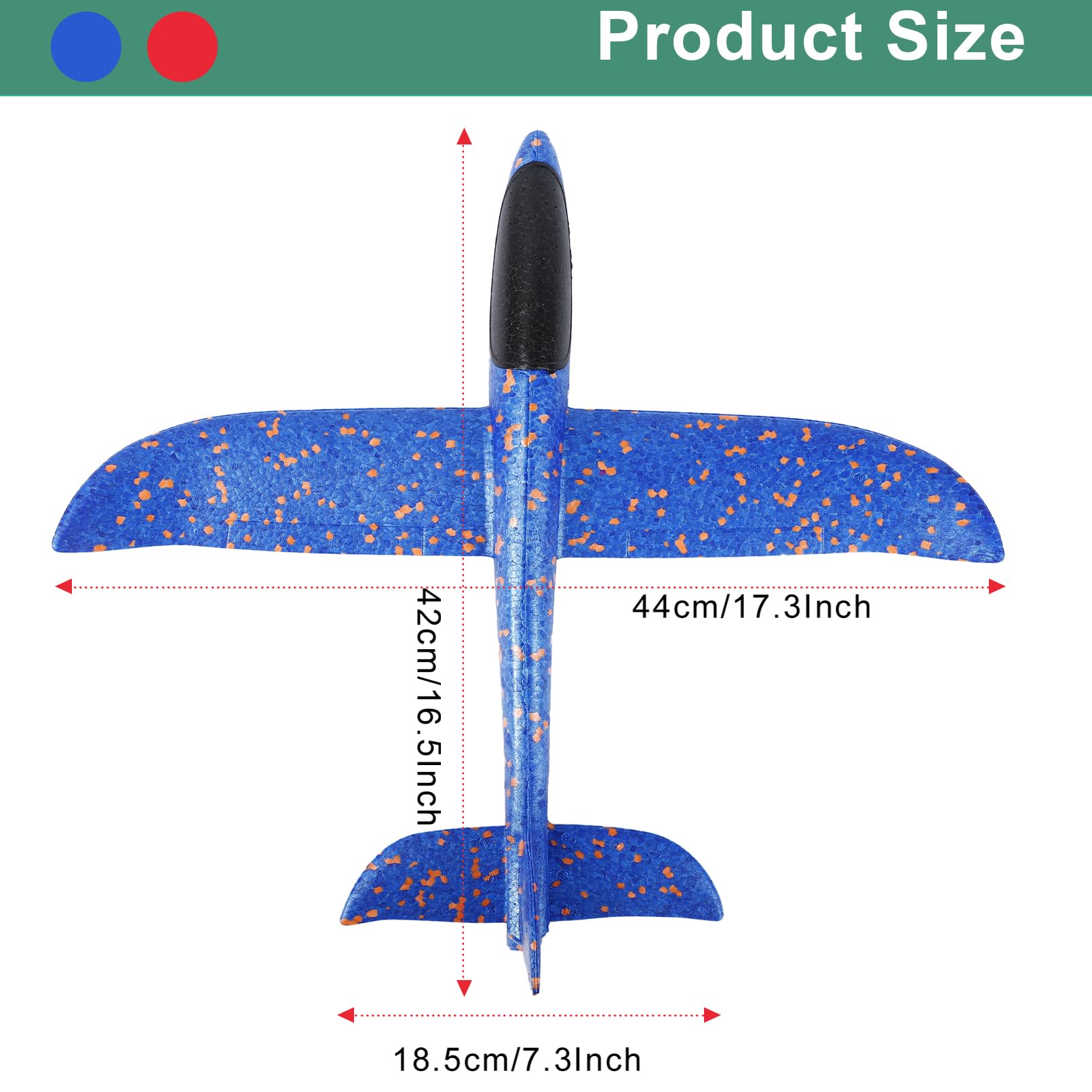 IJRPLM 2 Pack Airplane Toys, 17.5" Large Throwing Foam Plane, 2 Flight Mode Glider Plane, Foam Airplanes for Kids, Outdoor Sport Toys Birthday Party