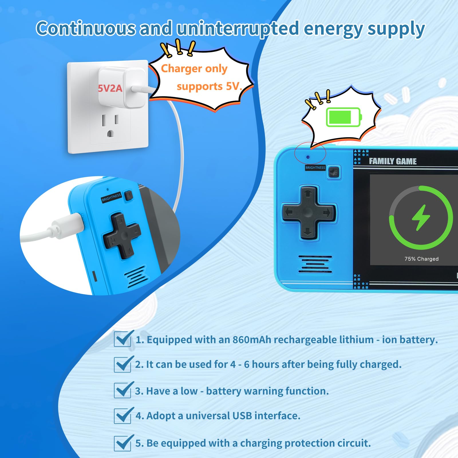 Handheld Game for Kids -Preloaded 220 Retro Video Games, Portable Gaming Player with Rechargeable Battery 3.0" LCD Screen, Mini Arcade Electronic Toy