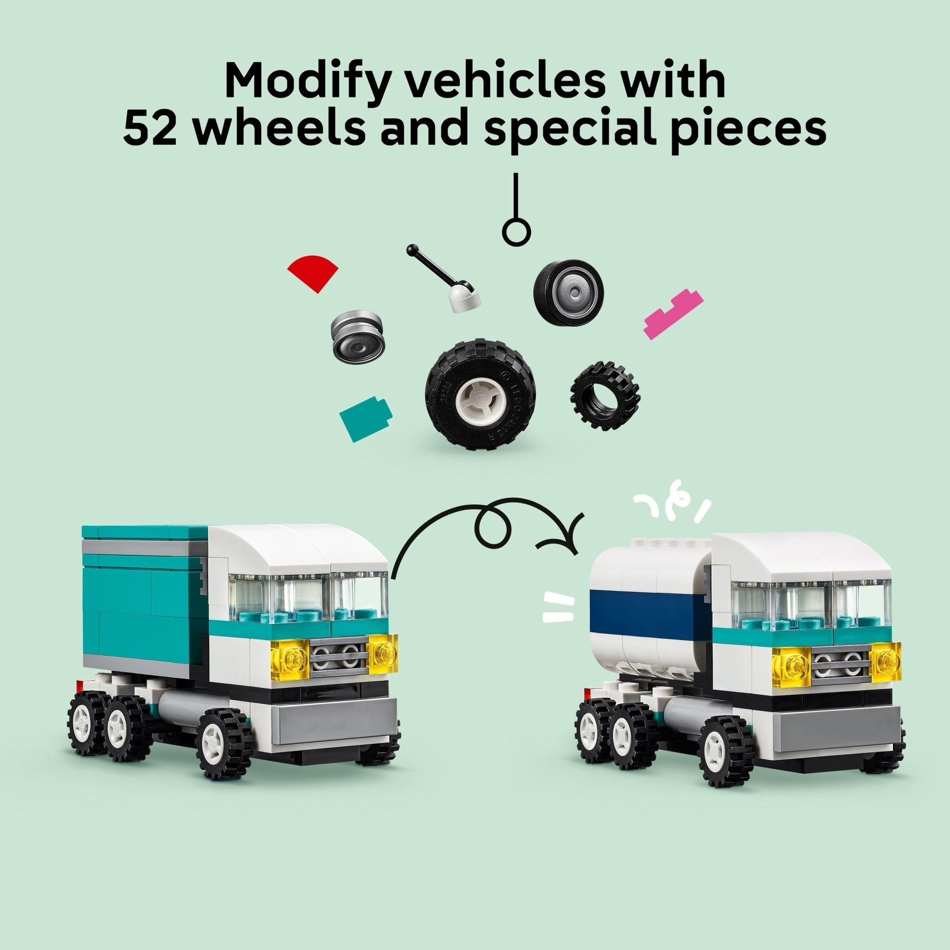 LEGO Classic Creative Vehicles, Colorful Construction Brick Building Kit with Ice Cream Truck, Police Car Toy, Model City Cars and More, Gift or Car