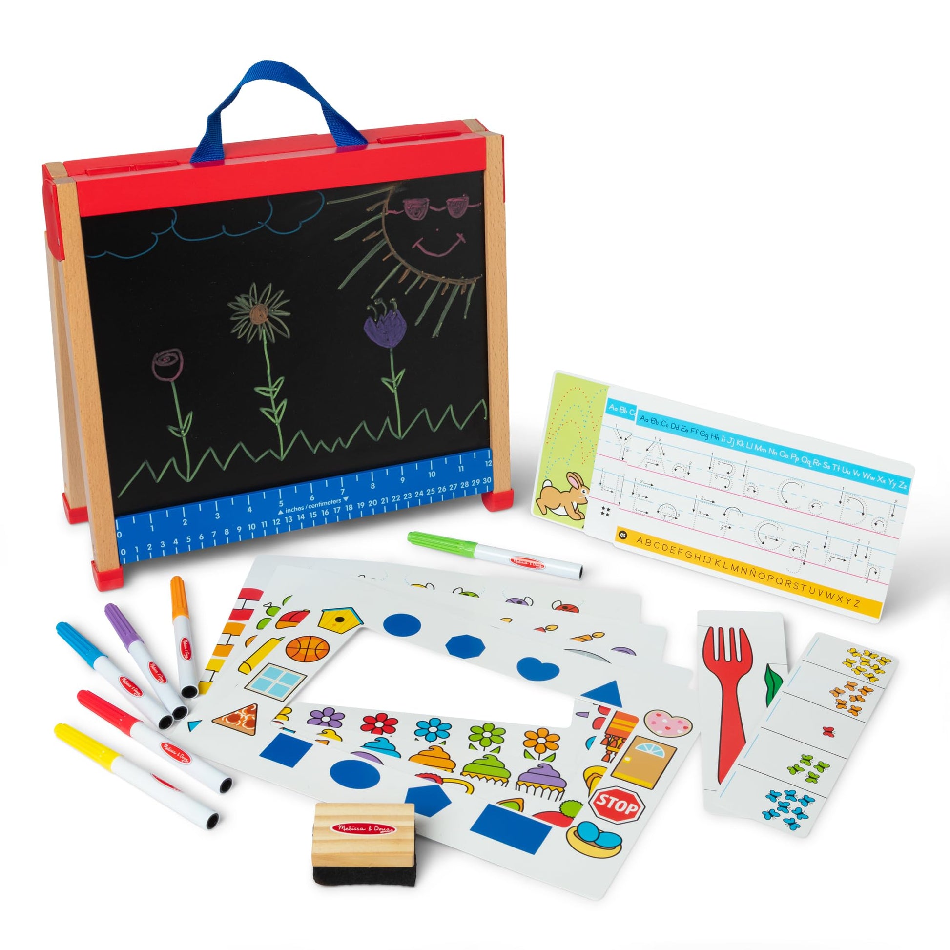 Melissa & Doug Take-Along Activity Easel, Double-Sided Wooden Art Center
