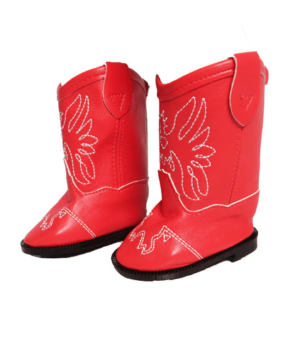 American Fashion World Red Eagle Cowboy Western Boots for 18 Inch Dolls - Doll Shoes Accessory