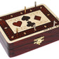 House of Cribbage - 2 Track - Wooden Cribbage Board / Box - Inlaid in Maple Wood / Bloodwood - Storage for Pegs & One Deck of Cards - 60 Points - Non