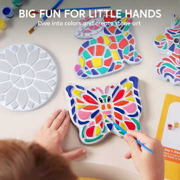 Klever Kits JOVA Stepping Stones Painting Kit for Kids - Paint 5 Garden Stones, Ceramic Garden Decor, Unicorn Craft Kits for Boys, Easter Crafts Gifts