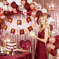 MSMANCY Burgundy Birthday Decorations for Women with Happy Bithday Banner, Curtains, Burgundy Heart Balloons for 16th 18th 21st 30th 40th 50th 60th