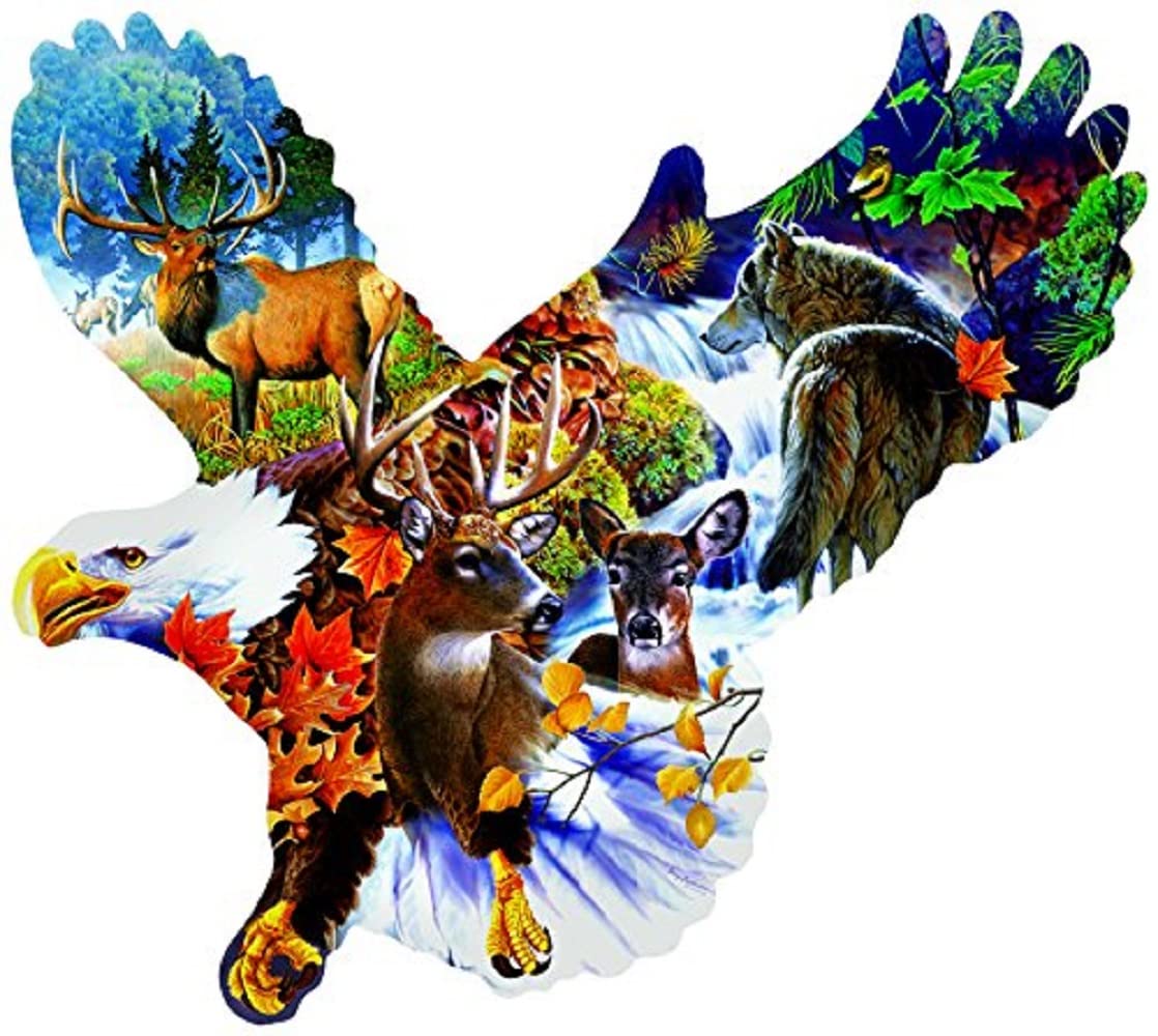 SUNSOUT INC - Forest Eagle - 1000 pc Special Shape Jigsaw Puzzle by Artist: Jerry Gadamus - Finished Size 28" x 35.5" - MPN# 97278