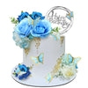 19 PCS Flower Cake Toppers Butterfly Happy Birthday Cake Decorations with Artificial Blue Rose Flowers Eucalyptus Butterflies for Party Wedding Baby