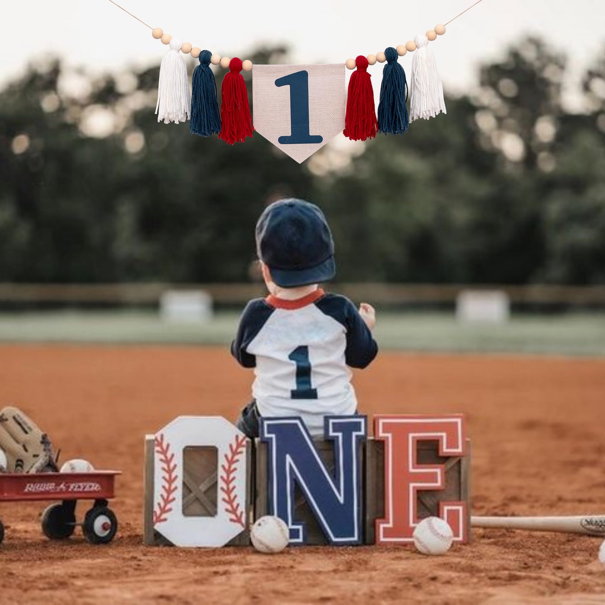 CIEQR Baseball High Chair Banner 1st Birthday