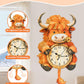 Rnfinewow 3D Puzzles for Adults, Highland Cow Clock Kit with Pendulum, 3D Wooden Puzzles Model Kit Home Decor DIY Wall Clock Highland Cow Puzzle