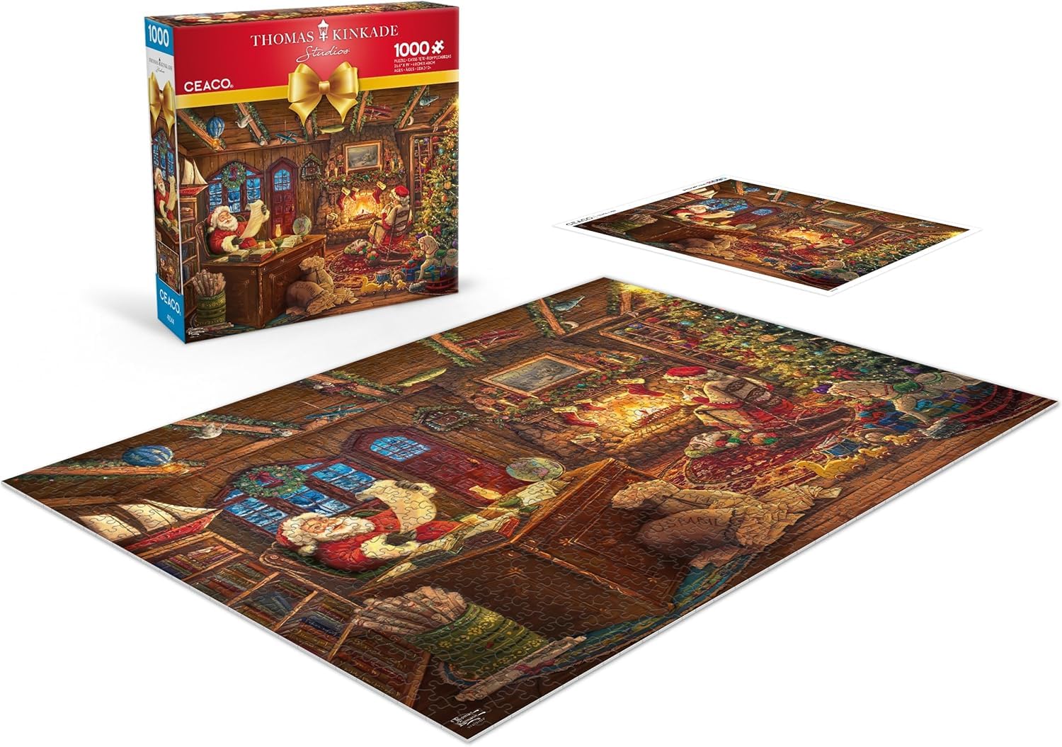 Ceaco - Thomas Kinkade Santa Checking His - 1000 Piece Puzzle for Adults