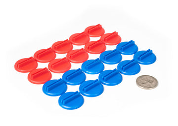 Plastic Card Stand (Red & Blue) to Hold up Playing Cards or Cardboard Marker Cut-outs: Set of 20 Red & Blue Color Round Board Game Playing Pieces