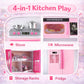 Doll Kitchen Playset for Kids, My Modern Mini Kitchen House Furniture Pretend Play Toy Accessories Set with Realistic Lights & Sounds for Toddlers