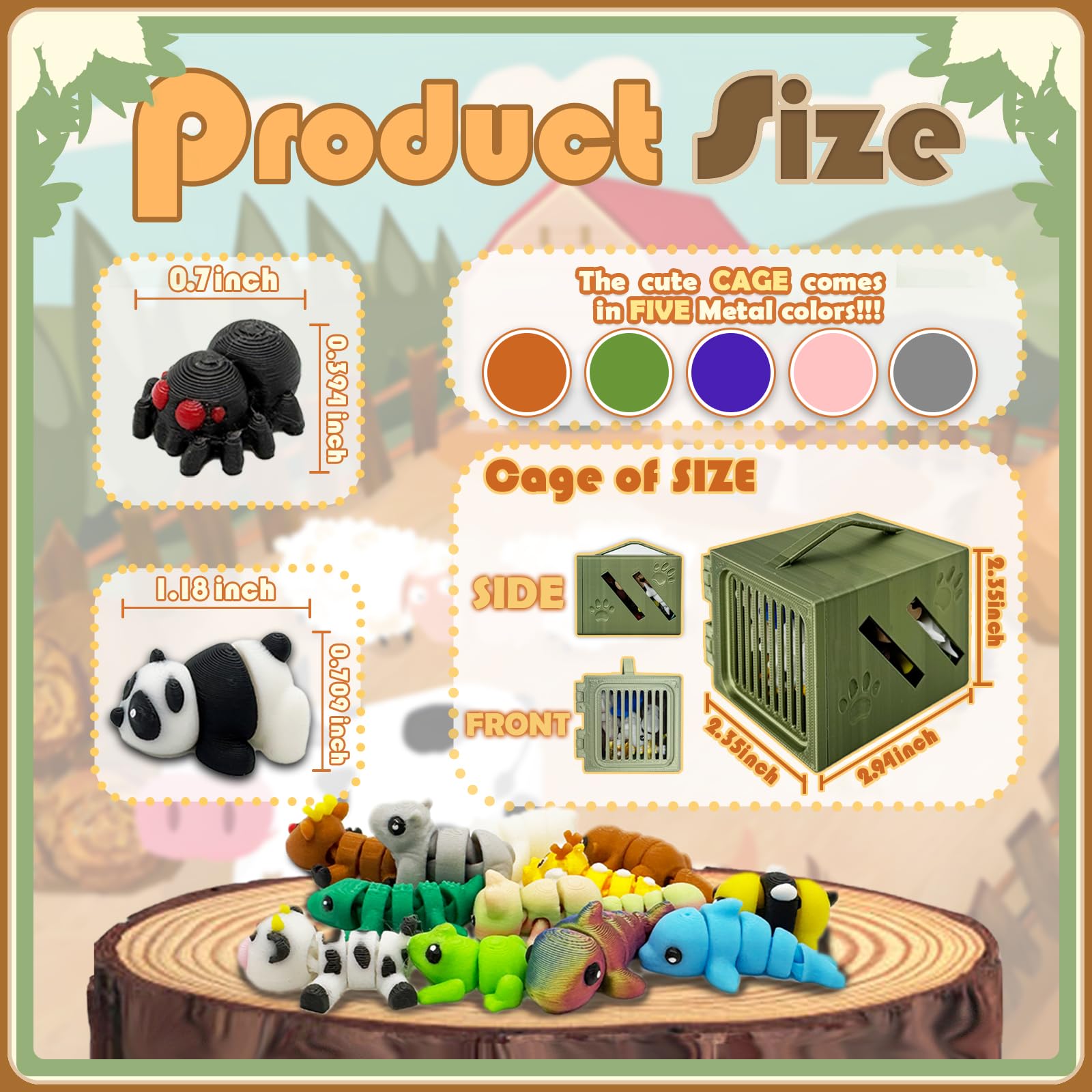 30Pcs Mini Animals Figures Set, 3D Printed Small Animal Flexible Fidget Toy, 3D Printed Cute Animal Home, Office, Executive Desk for Christmas