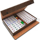 Chinese Mahjong X-Large 144 Numbered Acrylic Tiles 1.5" Large Gold Sparkle Tile with Carrying Travel Case Pro Complete Mahjong Game Set - (Mah Jong