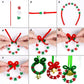 1000Pcs Christmas Tri Beads Plastic Beaded Ornament Kit with 30 Pcs Red and Green Chenille Stems Pipe Cleaners, 30 Pcs Bells and 10m Ribbon