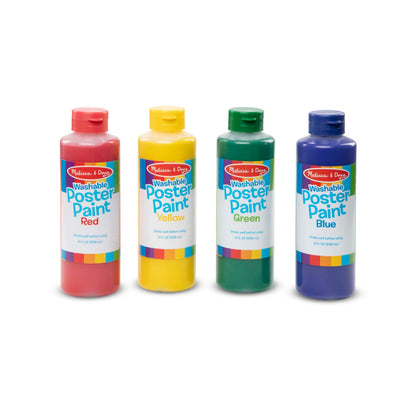 Melissa & Doug Washable Poster Paint Set (4 Colors - Red, Yellow, Green, Blue)