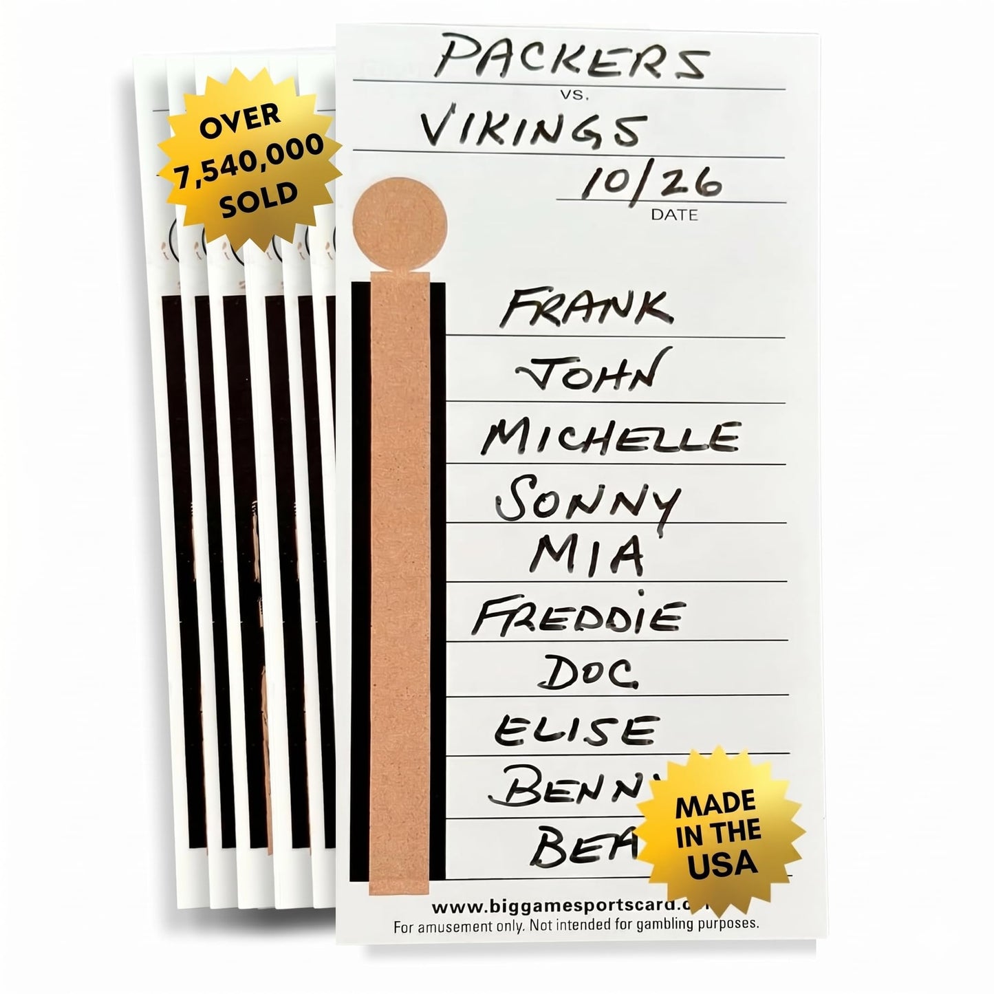 10 Line Football Sports Strip Cards - 100 Cards with Different Number Sequences - Made in The USA - Over 7,000,000 Cards Sold - for Basketball