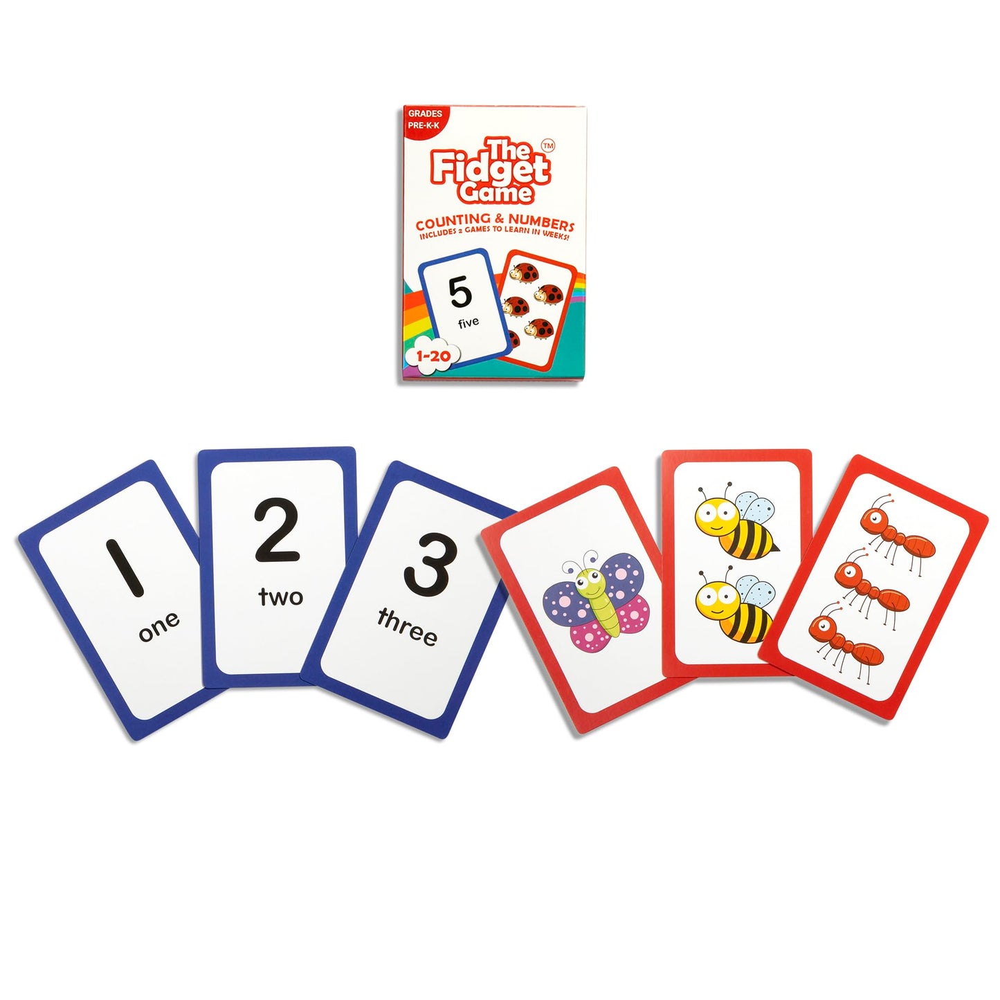 The Fidget Game Counting and Numbers Flash Cards for Ages 3 to 7 Facts 1-20