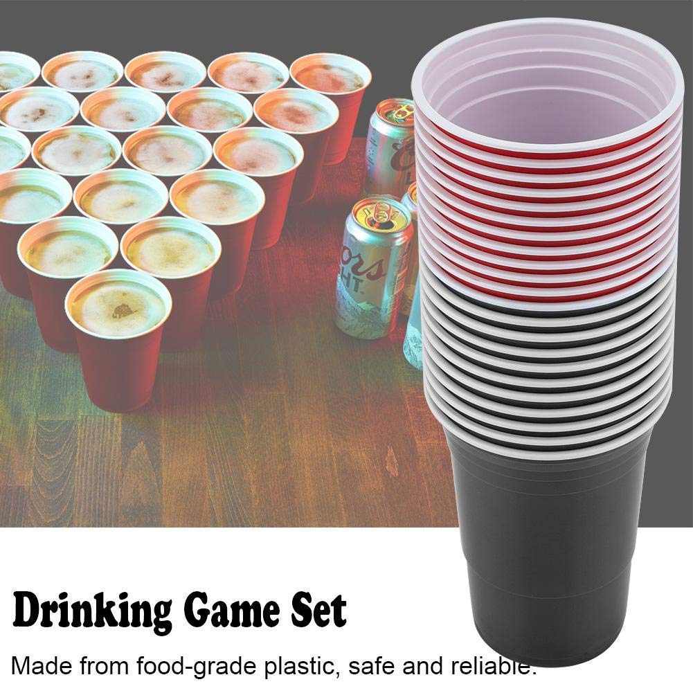 Fdit Solid Materials Beer Set Beer Drinking Game Set Beer Cups-22 Cups 4 - Balls(red Cups 11+Black cups11+4balls)