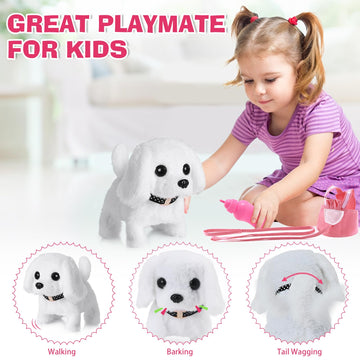 15 Pcs Robot Puppy Dog Toys for Girls Kids Boys, Realistic Robot Puppy Toys with Walk & Bark, Toy Gifts for 3 4 5 6 Year Old, Ideas 3 4 5 6 Year Old