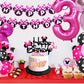 50pcs Pink Mouse Birthday Decorations 3 year old Girl Birthday Party Supplies Balloons Cake Topper Cupcake Topper