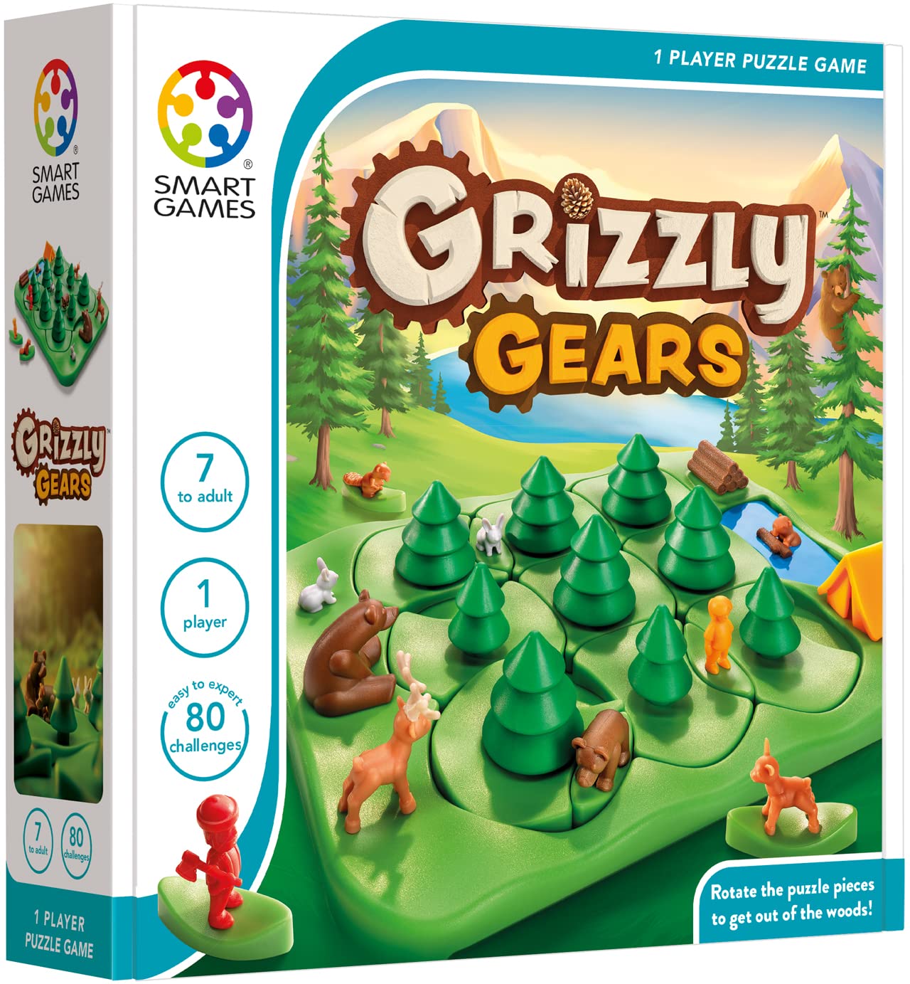 SmartGames Grizzly Gears - Rotating Maze Puzzle Game with 80 Challenges for Ages 7+