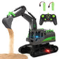 IQKidz Remote Control Excavator Toys for Boys 4-7 Yrs Old - Best Birthday Gift for Kids Age 3 5 8 9 10+, Metal Shovel Construction Vehicles with Light