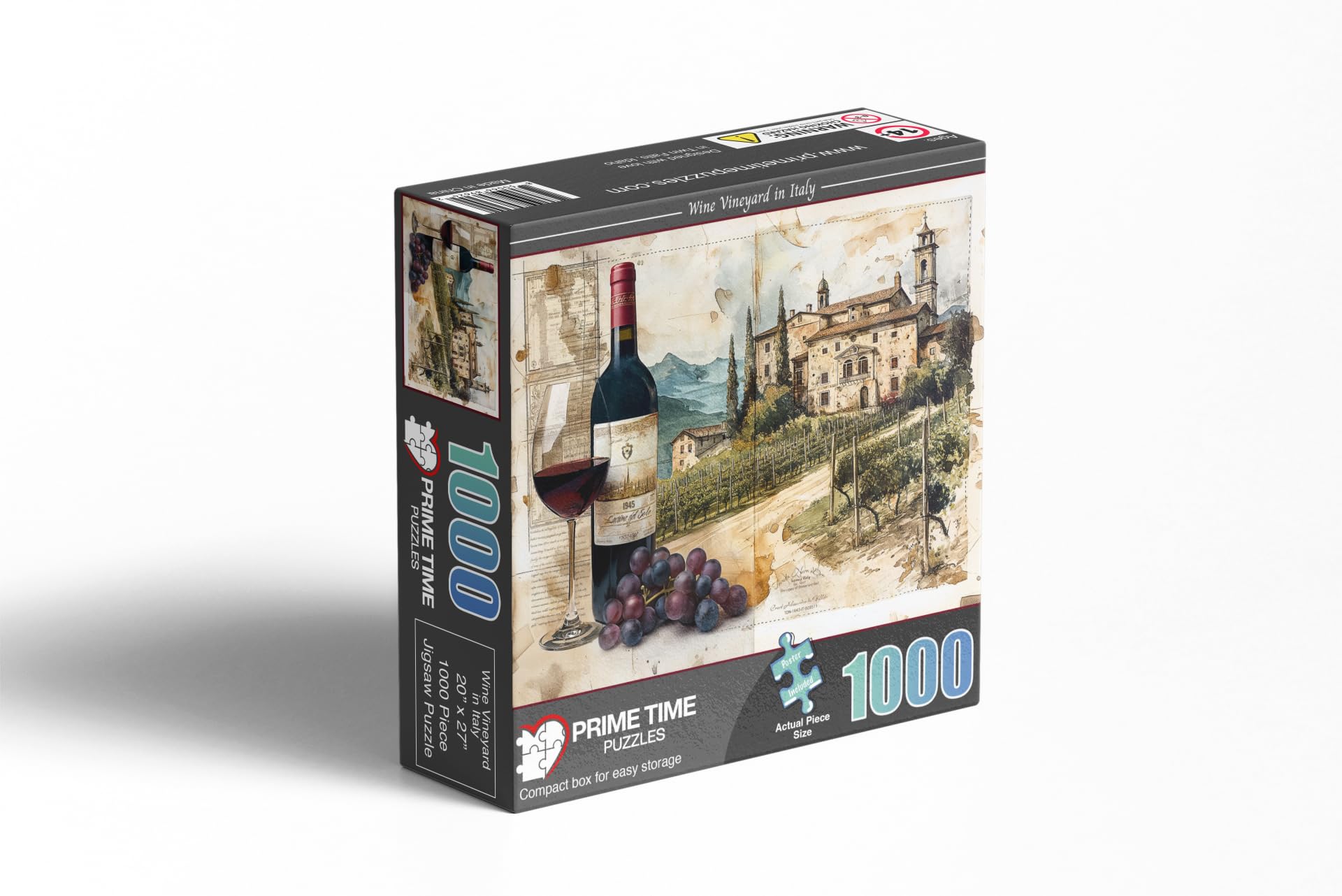 Prime Time Puzzles Adult Jigsaw Puzzle 1000 Piece Tuscany Wine