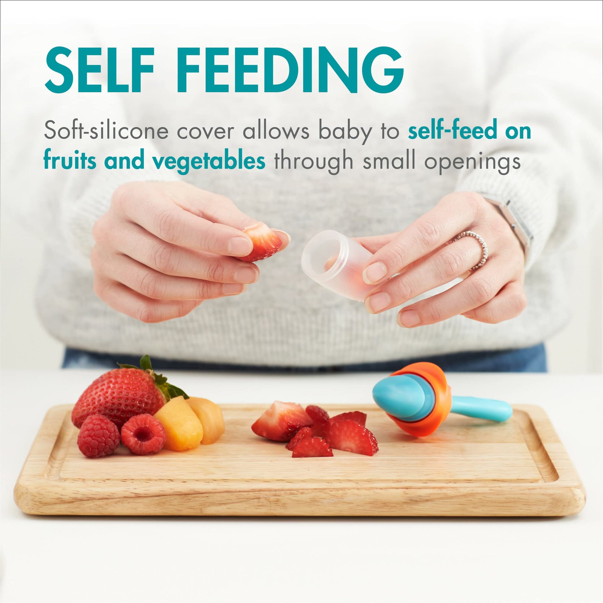 Boon Pulp Silicone Baby Fruit Feeder - Soft Silicone Baby Feeding - Fruit and Vegetable Baby Led Weaning Supplies - Baby Feeding Essentials