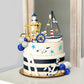 Nautical Cake Topper Ship Lighthouse Blue White Ball Cake Toppers Seagulls Anchor Rudder Cake Decorations for Nautical Theme Birthday (Style 01)