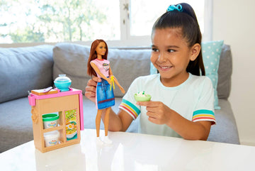 Barbie Noodle Bar Playset with Brunette Doll, Workstation and Accessories