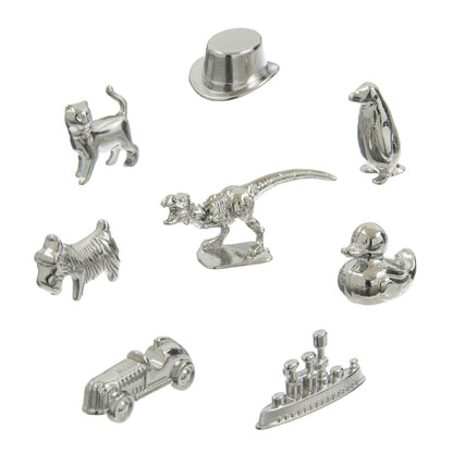 8-Pack Replacement Pawns Compatible with Monopoly - T-Rex, Terrier, Race Car, Top Hat, Battleship, Cat, Duck, Penguin - New Edition Metal Classic