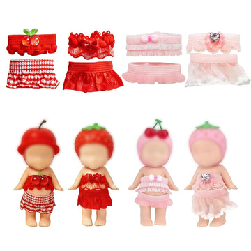 4Pcs Doll Clothes for Sonny Angel, 3 Inch Mini Doll Outfit Set Tops Skirts